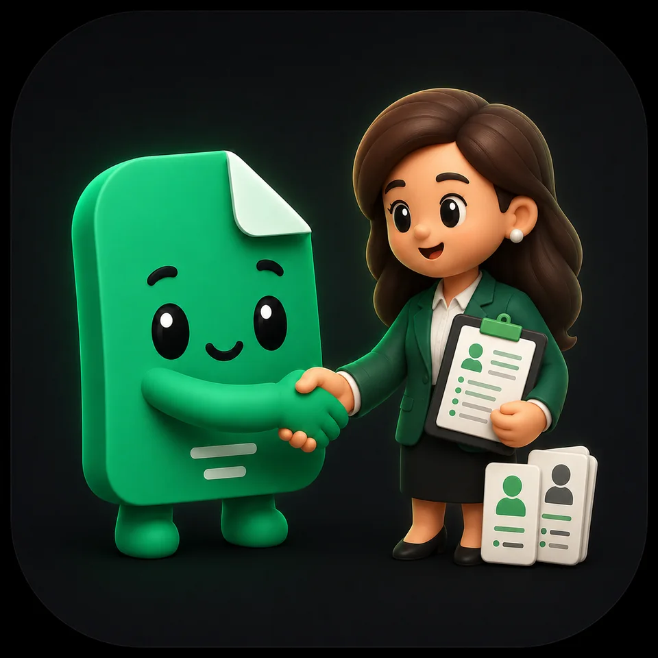 ToolPDFs mascot with an HR professional